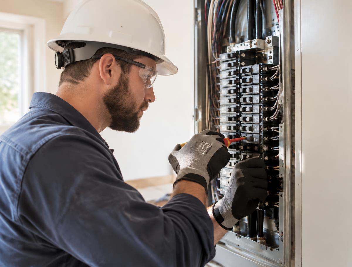 Electrician upgrading a home electrical panel